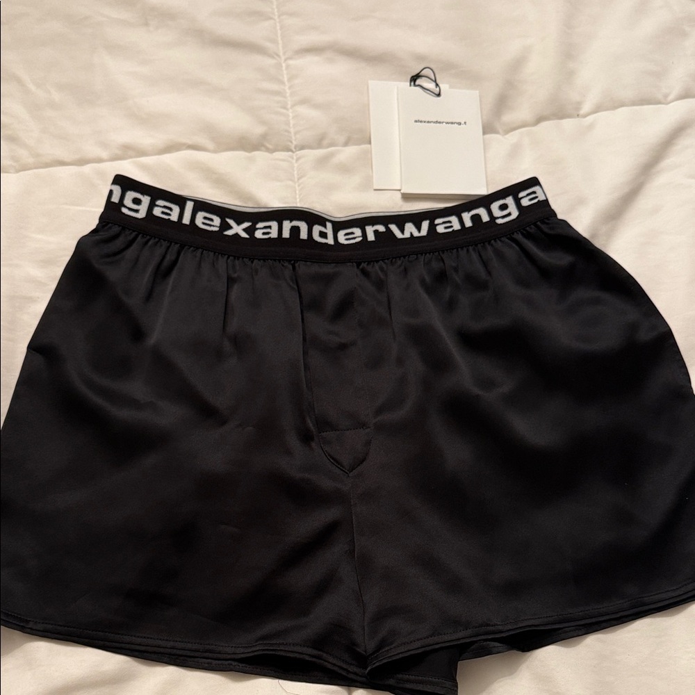 Alexander Wang Black Satin Shorts
